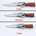 Shop authentic Wood Handle AK47 Folding Knife Outdoor Camping Knives with Light EDC Tool Cheap - Image 5