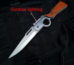 Shop authentic Wood Handle AK47 Folding Knife Outdoor Camping Knives with Light EDC Tool Cheap - Image 4