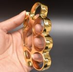 Get your sporting goods of Big Finger Hole Brass Knuckle Duster Boxing Four Finger Buckle Defense Window Breaker Outdoor EDC Tool For Sale - Image 6