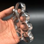 Get your sporting goods of Big Finger Hole Brass Knuckle Duster Boxing Four Finger Buckle Defense Window Breaker Outdoor EDC Tool For Sale - Image 3