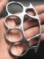 Get your sporting goods of Big Finger Hole Brass Knuckle Duster Boxing Four Finger Buckle Defense Window Breaker Outdoor EDC Tool For Sale - Image 13