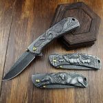 Authentic Embossed Pattern Folding Knife Outdoor Tactical Safety Knives For Cheap