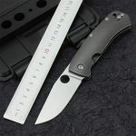 Shop for Titanium Handle Folding Knife D2 Stonewashed Blade Pocket Knives Online Sale - Image 4
