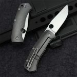 Shop for Titanium Handle Folding Knife D2 Stonewashed Blade Pocket Knives Online Sale - Image 2